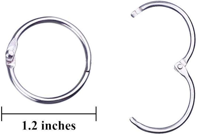 HAUTOCO 100 Pcs Loose Leaf Binder Rings, 1.2 Inch Nickel Plated Metal Binder Rings, Office Book Rings Keychain Key Rings for School Home Index Cards - Image 3